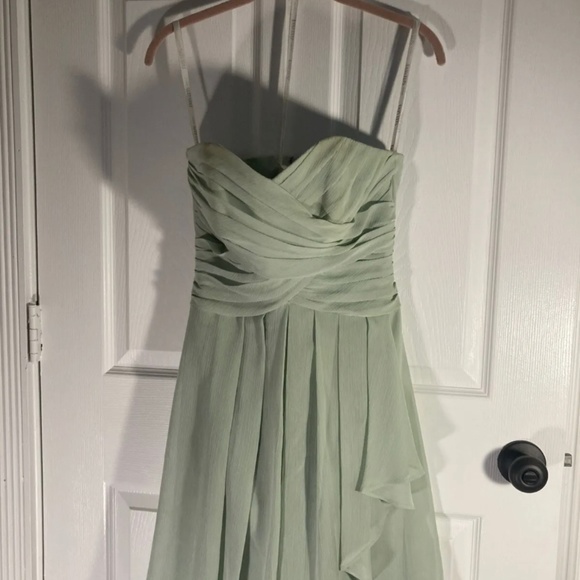davids bridal bridesmaid/prom dress Meadow  F14847 size 0 Strapless Light Green - Picture 1 of 4